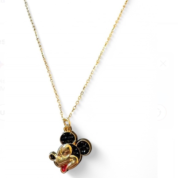 Disney Jewelry - Gold and Black Mickey Mouse Pendant Necklace